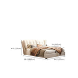 Faux Leather White Wood King Wingback Bed with Storage Image - 10