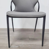 Faux Leather Wingback Armless Metal Dining Chair Grey Image - 10