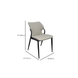 Faux Leather Wingback Armless Metal Dining Chair Grey #size