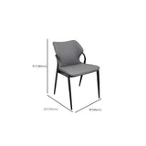 Faux Leather Wingback Armless Metal Dining Chair Grey Image - 12