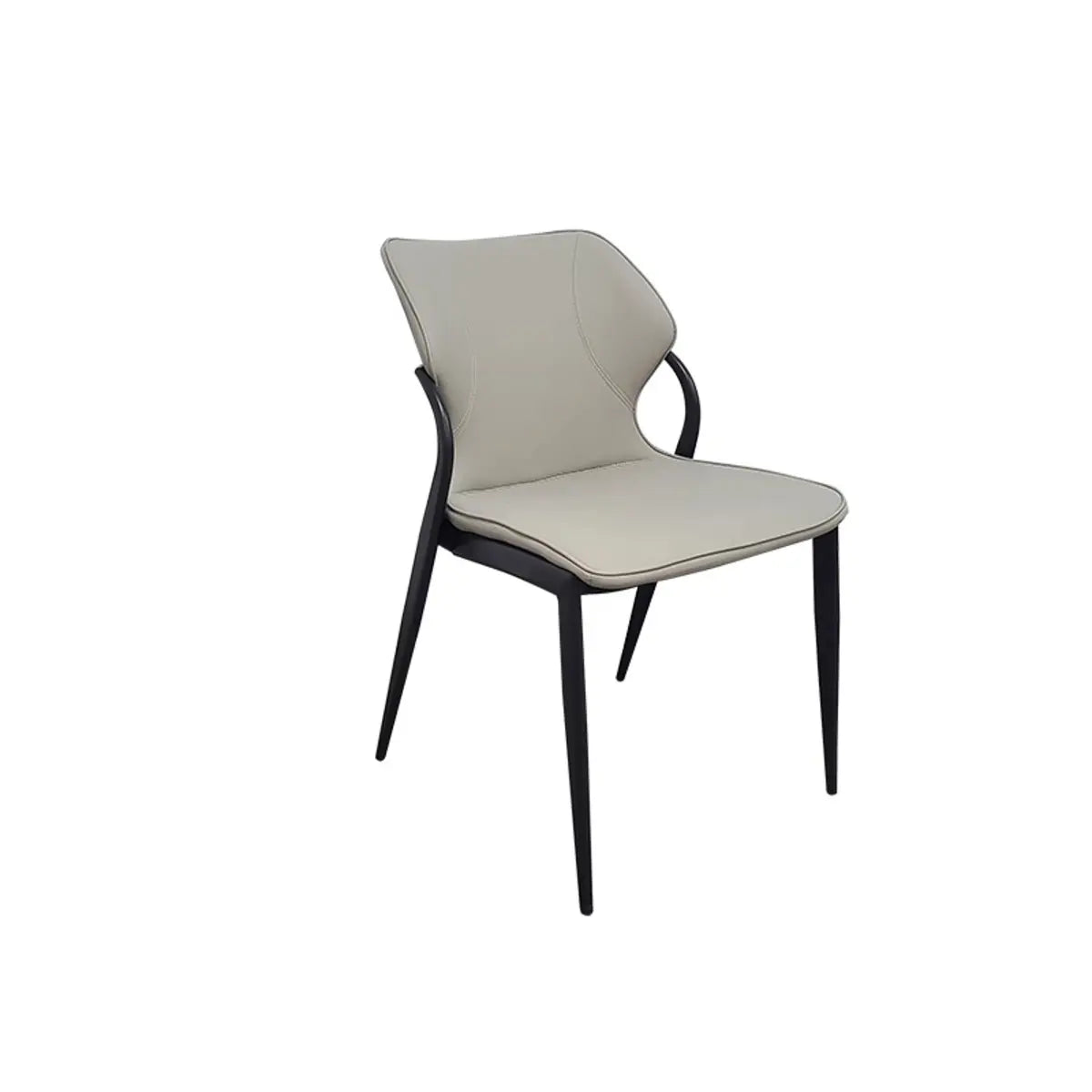 Faux Leather Wingback Armless Metal Dining Chair Grey Image - 2