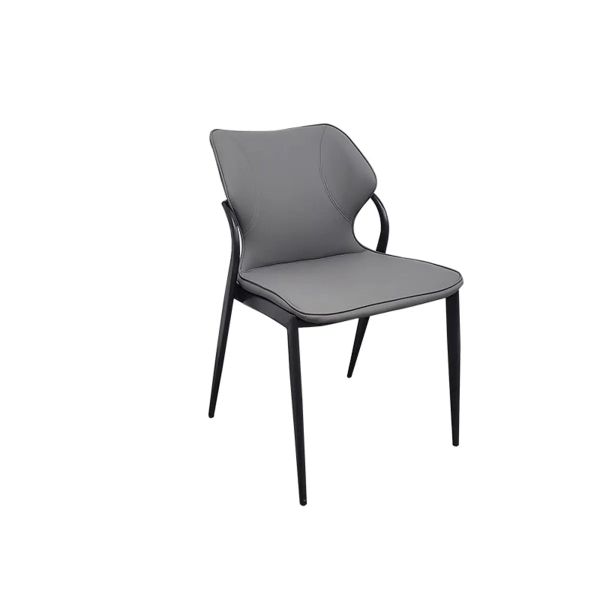 Faux Leather Wingback Armless Metal Dining Chair Grey Image - 3