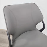 Faux Leather Wingback Armless Metal Dining Chair Grey Image - 8