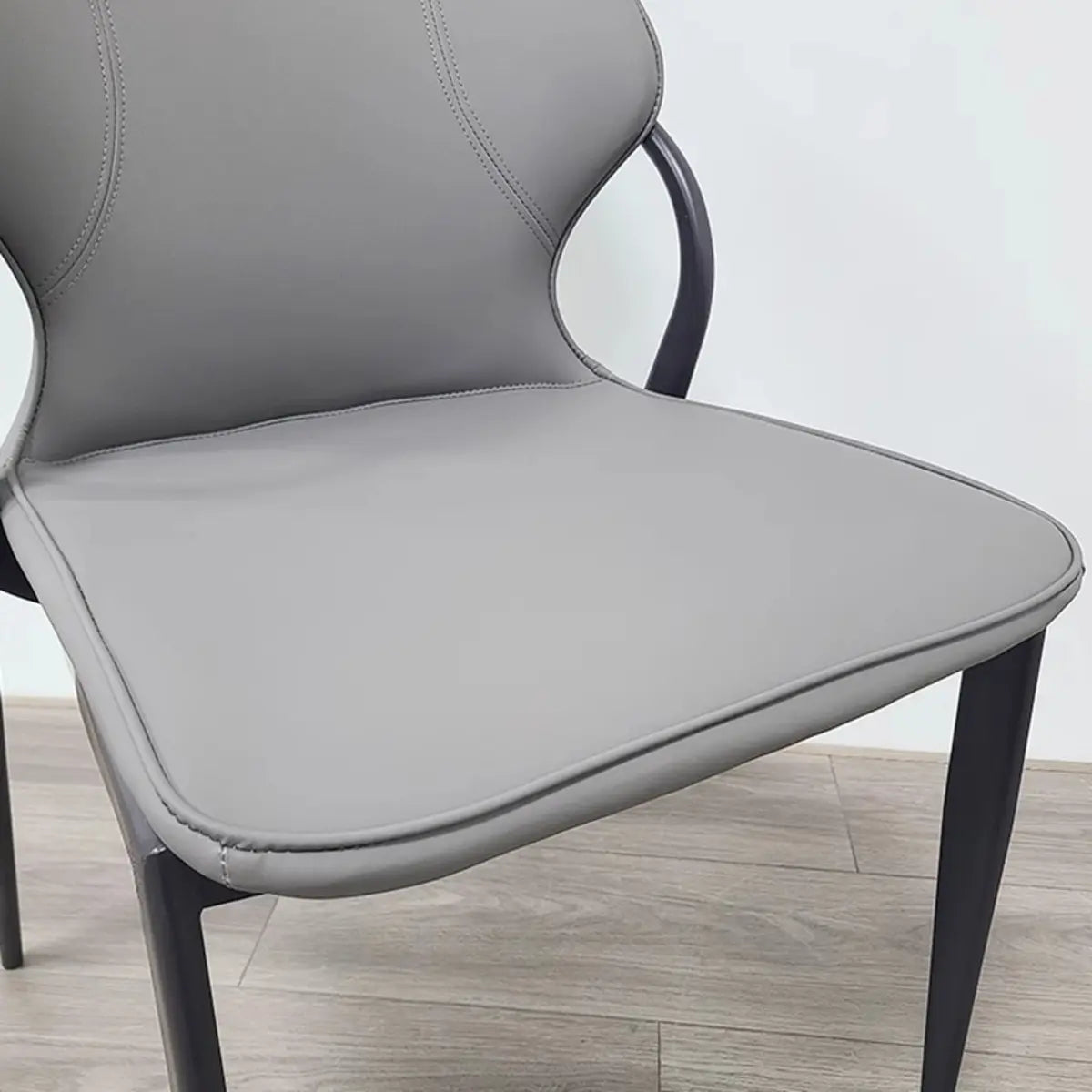 Faux Leather Wingback Armless Metal Dining Chair Grey Image - 9