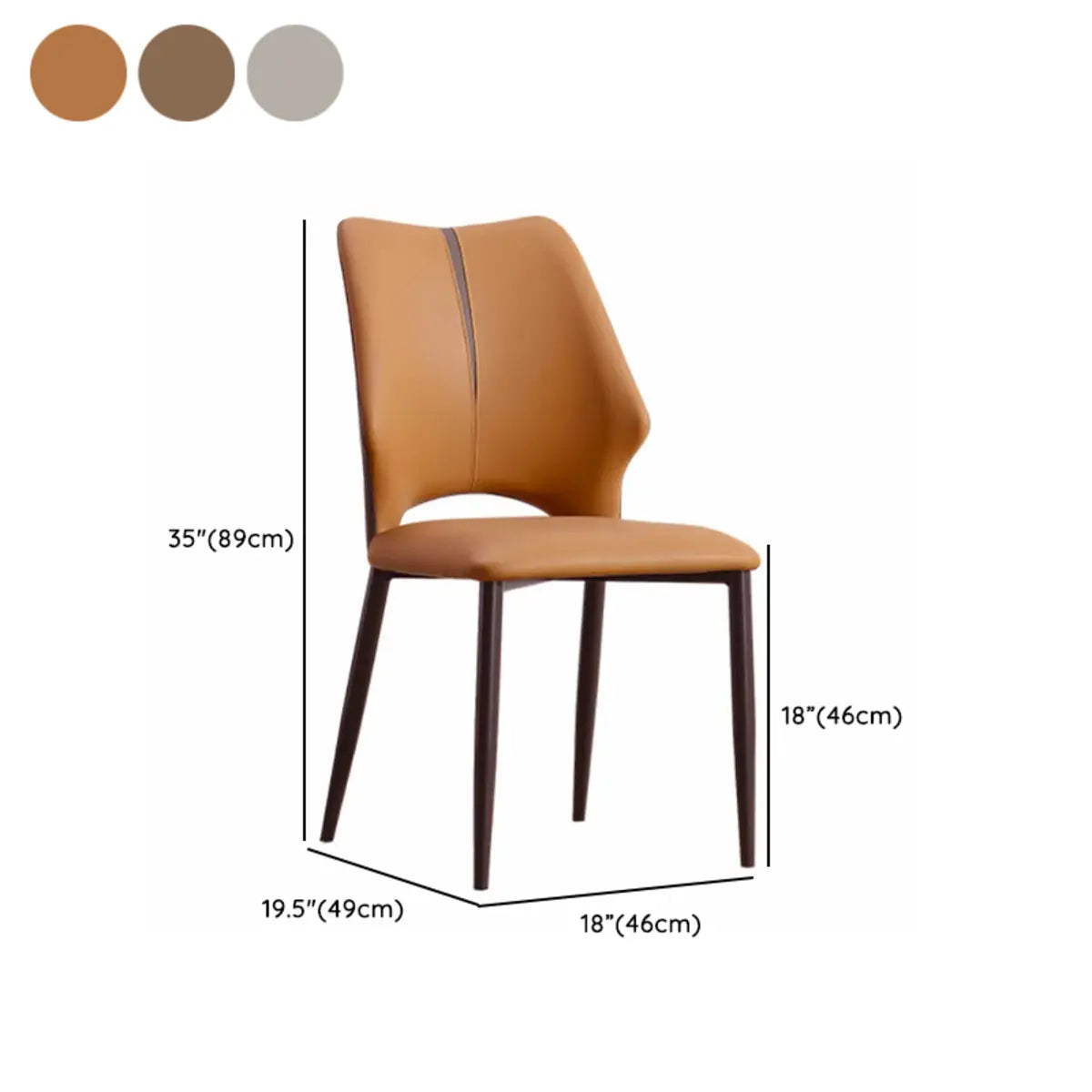 Faux Leather Wingback Metal Standard Dining Chairs 