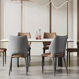 Faux Leather Wingback Metal Standard Dining Chairs Image - 2