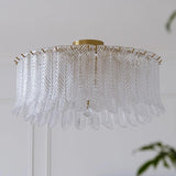 Feather Clear Glass Cylinder Flush Mount Ceiling Light Image - 12