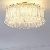 Feather Clear Glass Cylinder Flush Mount Ceiling Light Image - 13