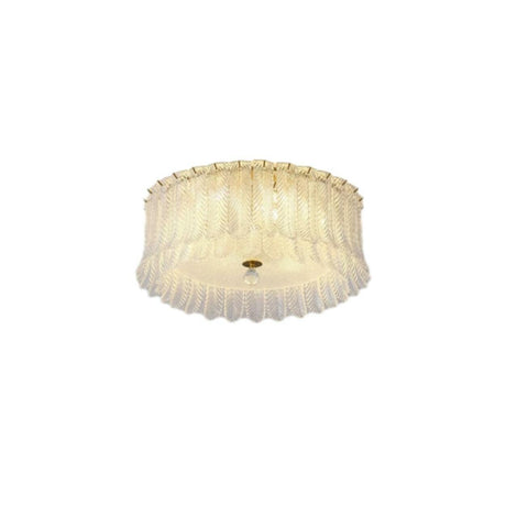 Feather Clear Glass Cylinder Flush Mount Ceiling Light Image - 2