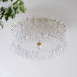 Feather Clear Glass Cylinder Flush Mount Ceiling Light Image - 4