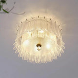 Feather Clear Glass Cylinder Flush Mount Ceiling Light Image - 5