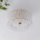 Feather Clear Glass Cylinder Flush Mount Ceiling Light Image - 6