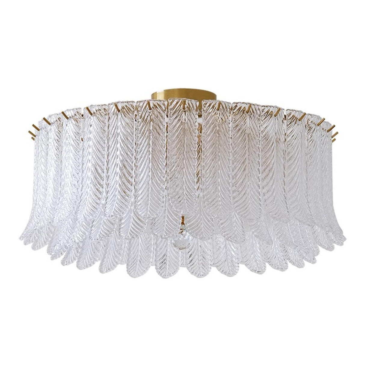 Feather Clear Glass Cylinder Flush Mount Ceiling Light Image - 7