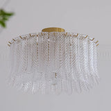 Feather Clear Glass Cylinder Flush Mount Ceiling Light Image - 8