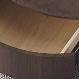 Fixed Oak Wood Round Nesting Coffee Table with Storage Image - 11