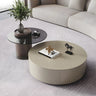 Fixed Oak Wood Round Nesting Coffee Table with Storage Image - 14