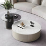 Fixed Oak Wood Round Nesting Coffee Table with Storage Image - 17