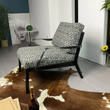 Flared Arm Linen Fixed Back Black Four Legs Arm Chair Image - 4