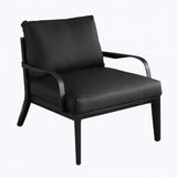 Flared Arm Linen Fixed Back Black Four Legs Arm Chair Image - 5