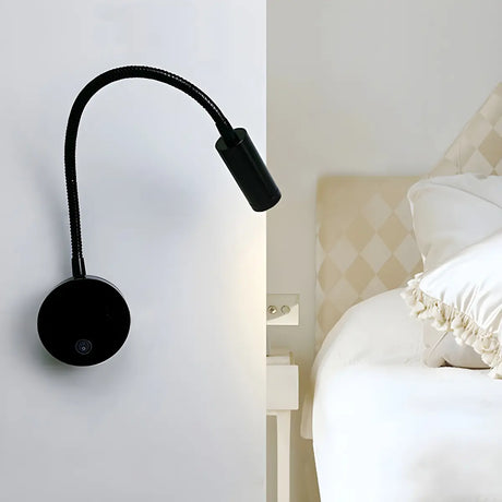 Flex Black Aluminum Bedside Reading Mini LED Wall Light Image - 1