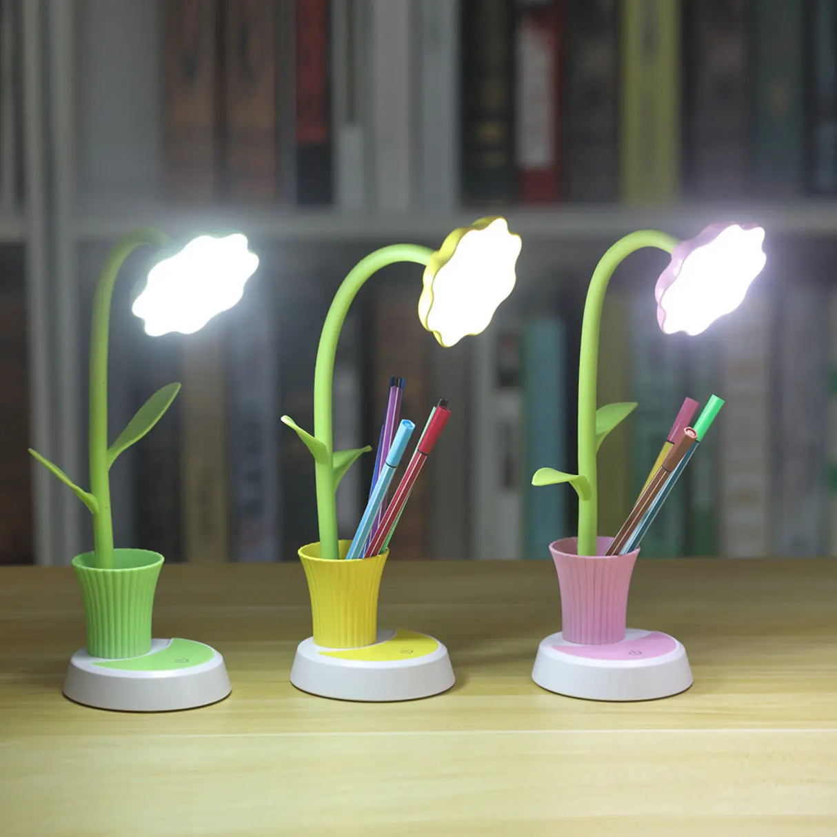 Flexible Elegant Flower Green USB LED Table Lamp Image - 3