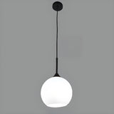 Flexible Length Modern Frosted Glass Globe Pendant Light Image - 3