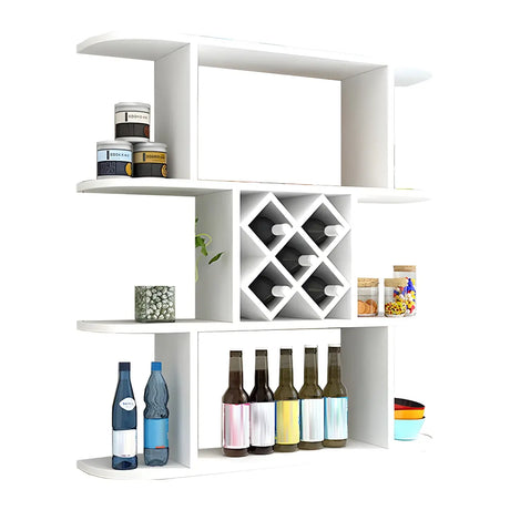 Floating White Wall-Mounted Wood Wine Rack Holder Image - 2