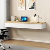 Floating Wooden Rectangle Drawers Narrow Writing Desk Image - 4