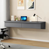 Floating Wooden Rectangle Drawers Narrow Writing Desk Image - 5