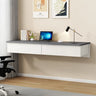 Floating Wooden Rectangle Drawers Narrow Writing Desk Image - 7