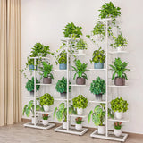 Floor Rectangle Metal Frame Holder Plant Stand White Image - 4