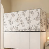 Floral Alloy White Freestanding Armoire with Shelves Image - 12