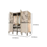 Floral Alloy White Freestanding Armoire with Shelves Image - 17