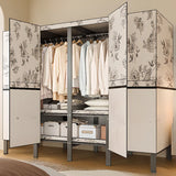 Floral Alloy White Freestanding Armoire with Shelves Image - 5