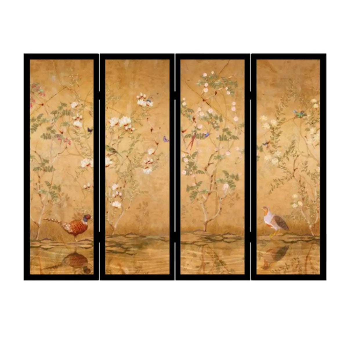 Floral Decorative Double Sided Print Folding Room Divider Image - 4