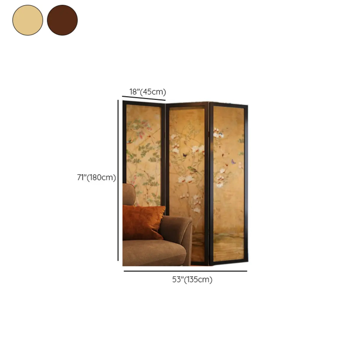 Floral Decorative Double Sided Print Folding Room Divider Image - 9