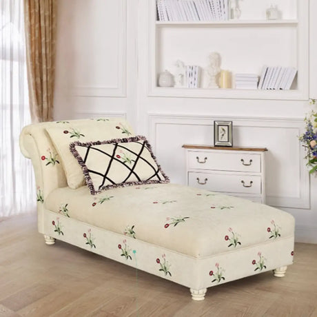 Floral Upholstered Reclining Armless Chaise with Pillow Image - 1