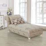 Floral Upholstered Reclining Armless Chaise with Pillow Image - 3