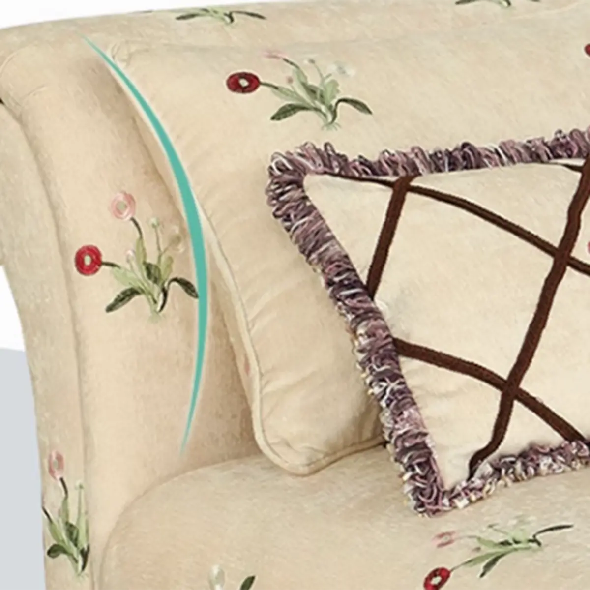 Floral Upholstered Reclining Armless Chaise with Pillow Image - 6