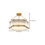 Flower Drum Gold Semi-Flush Mount Light Living Room Image - 17