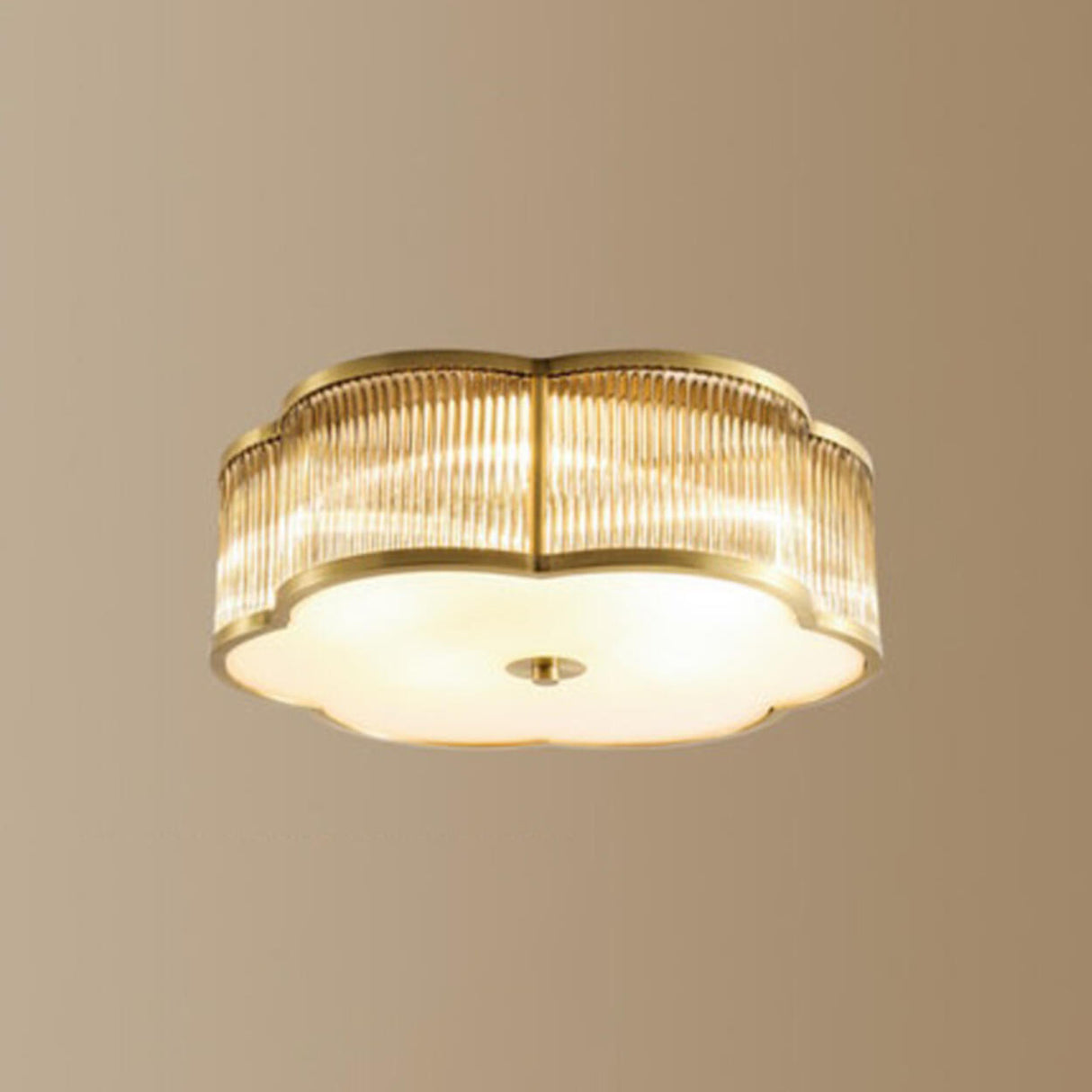 Flower Drum Gold Semi-Flush Mount Light Living Room Image - 7