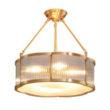 Flower Drum Gold Semi-Flush Mount Light Living Room Image - 9