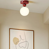 Flower Frosted Glass Semi-Flush Mount Ceiling Light Image - 15