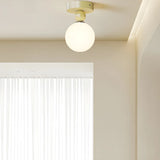 Flower Frosted Glass Semi-Flush Mount Ceiling Light Image - 4