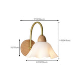 Flower Glass Shade Wood Color Bedroom Wall Sconces #size