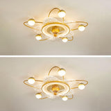 Flower-Shaped Clear Dimming Flush Mount Light with Fan Image - 14