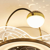 Flower-Shaped Clear Dimming Flush Mount Light with Fan Image - 15