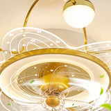 Flower-Shaped Clear Dimming Flush Mount Light with Fan Image - 17