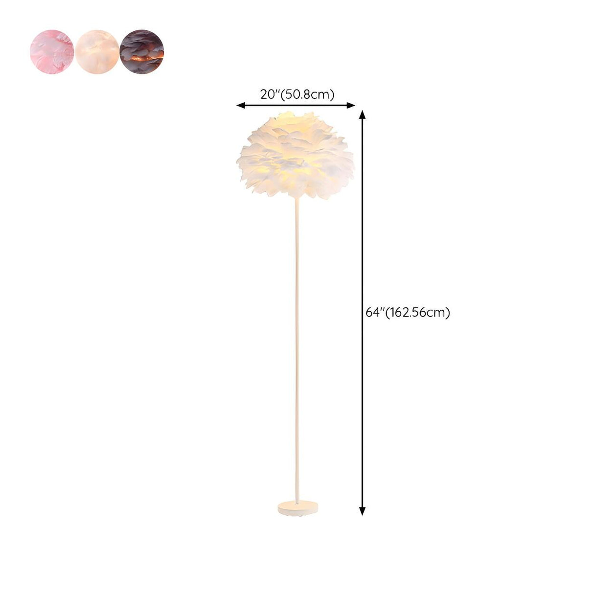 Fluffy Feather Shade Modern Tripod Metal Floor Lamp 