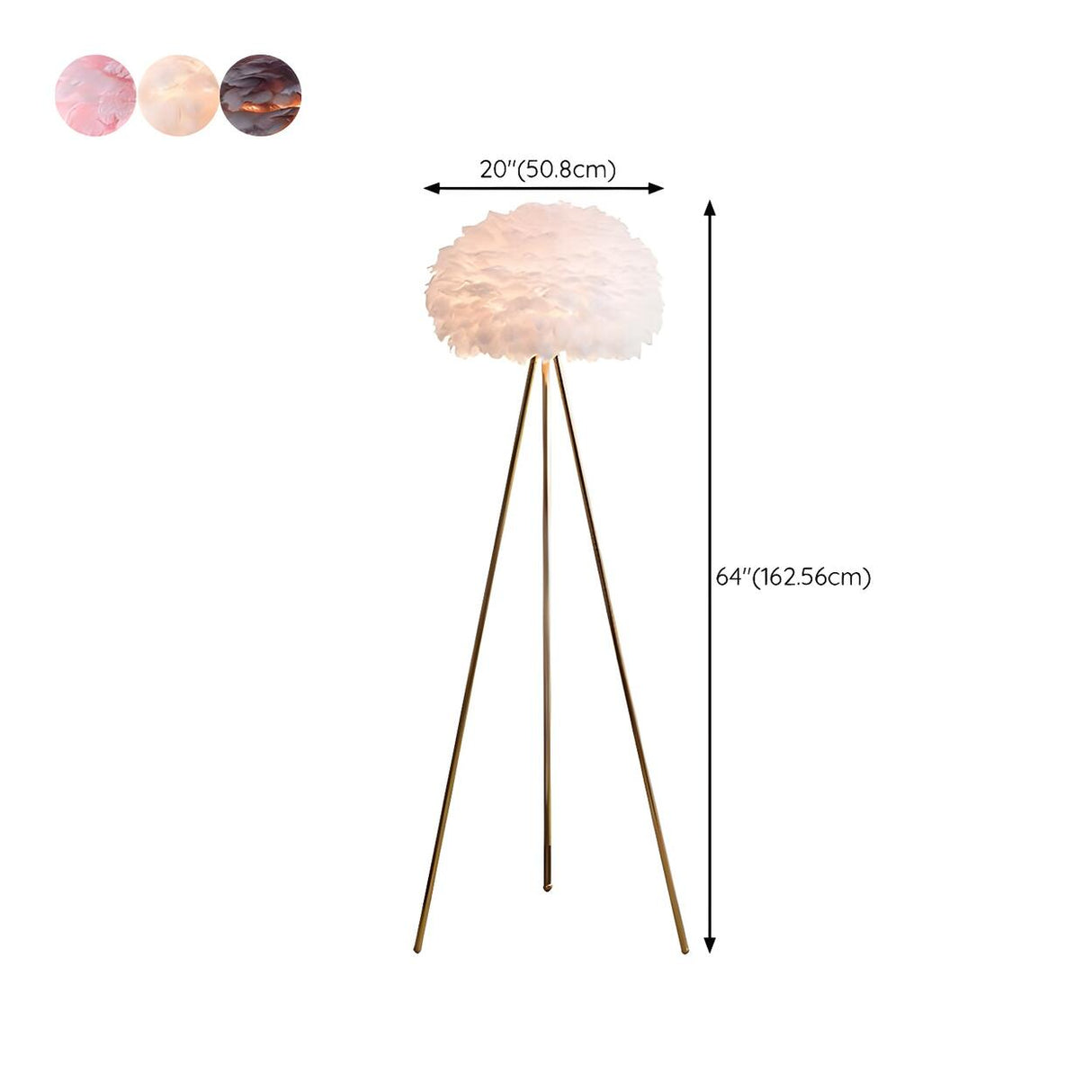 Fluffy Feather Shade Modern Tripod Metal Floor Lamp Image - 14